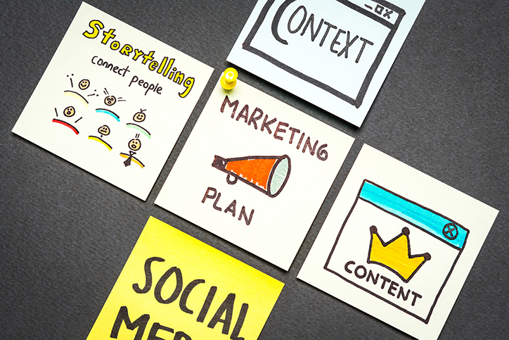 Marketing plan, context, content, storytelling and social media
